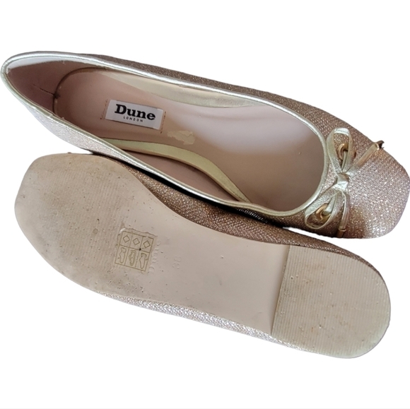 Dune London Women's Meanda Square Toe Flats Gold Size 7 - Picture 4 of 9